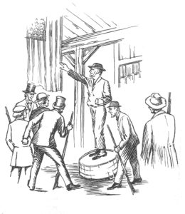 Sketch of the meeting at John Rantz's barn. Pennsylvania State Archives, RG-13