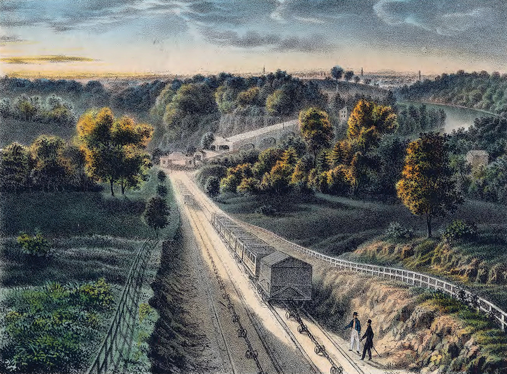 Inclined planes, such as this one in Belmont, were invented to take rail cars up and down steep hills. They became obsolete by the mid-19th century. World Digital Library