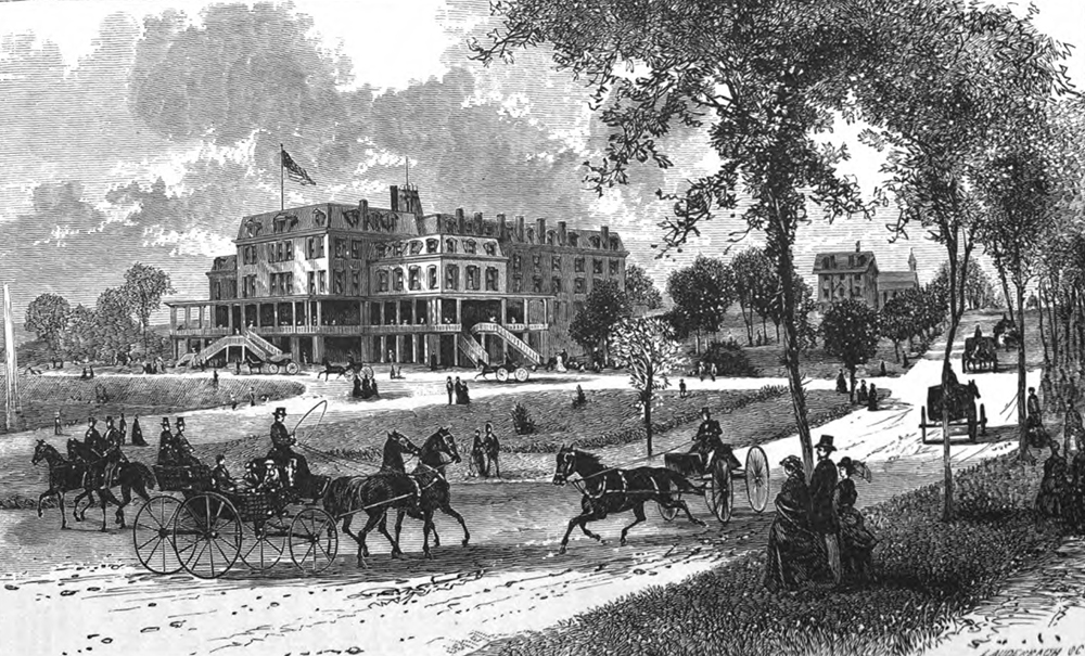 The original Bryn Mawr Hotel, built in 1871–72 by the firm of William Hasell Wilson’s sons. From Suburban Stations and Rural Homes on the Pennsylvania Railroad (Office of the General Passenger Agent, 1875)