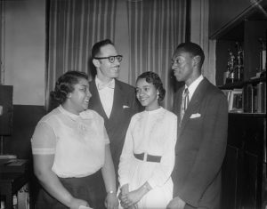 Rev. LeRoy Patrick, second from left in this photo by Charles “Teenie” Harris (1908–98), escorted a church youth group to Highland Park pool in 1951. The following year, he and his young followers successfully integrated Paulson pool, another all-white pool in Pittsburgh’s East End. Carnegie Museum of Art, Pittsburgh: Heinz Family Fund, 2001.35.44853 © Carnegie Museum of Art, Charles “Teenie” Harris Archive