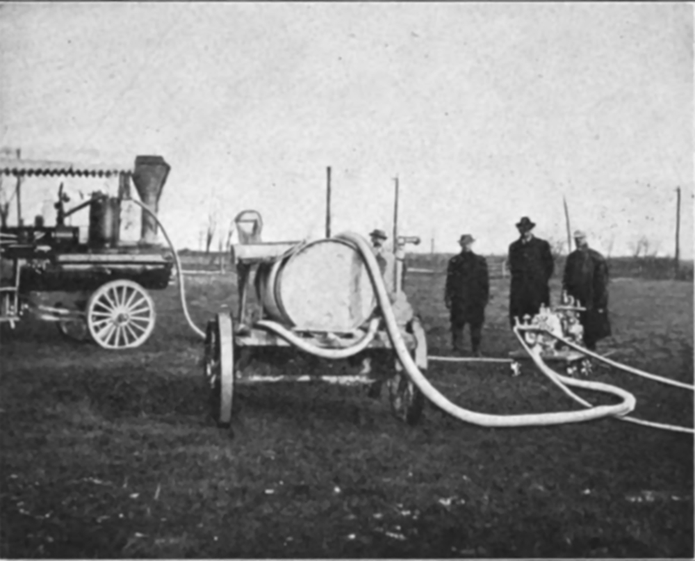 Pearson invented this steam pump to expedite the work of disinfecting farms and stockyards during the outbreak of foot and mouth disease in cattle in 1908. From Leonard Pearson, Report on the Outbreaks of Aphthous Fever in Pennsylvania in 1908–1909 (Harrisburg: Department of Agriculture, Commonwealth of Pennsylvania, 1911)