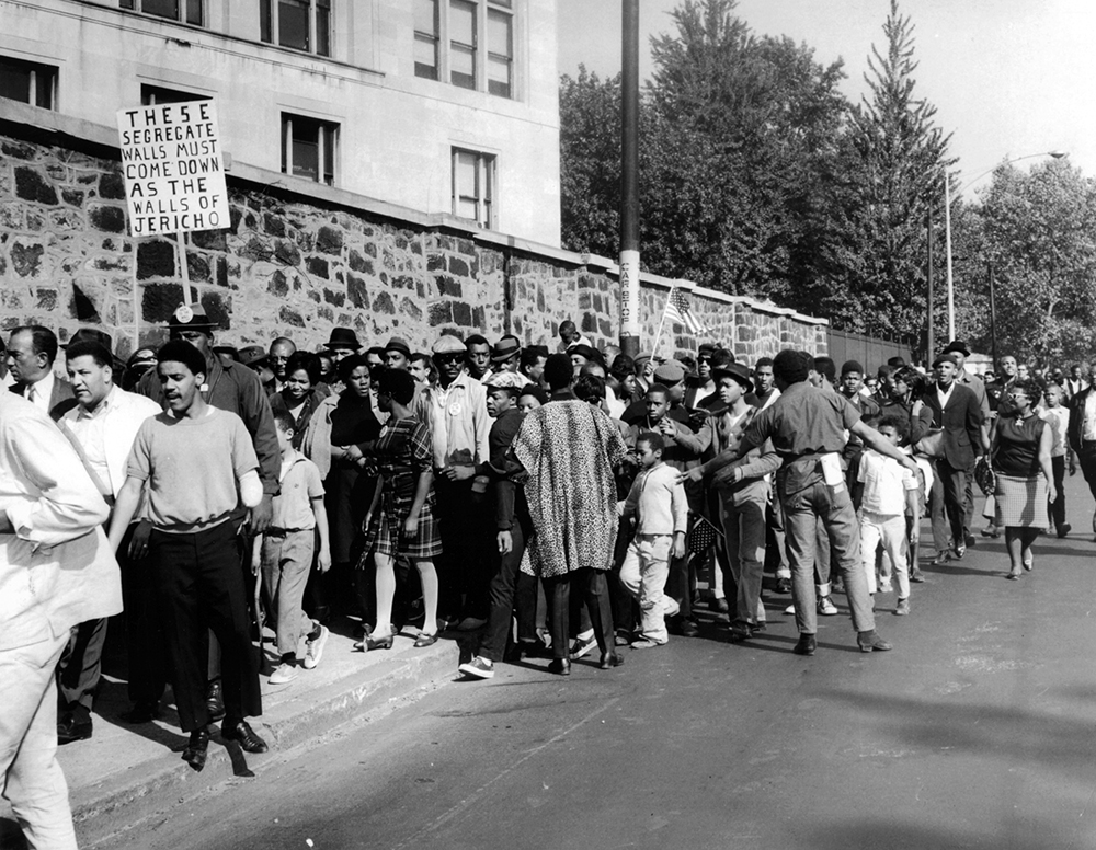 The neighborhood surrounding Girard College was overwhelmingly African American by the 1960s. For many local residents, the school’s imposing 10-foot stone wall had become a potent symbol of racial exclusion. Courtesy of the Special Collections Research Center, Temple University Libraries, Philadelphia, PA
