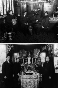 These photographs taken in Pittsburgh’s Chinatown in 1912, possibly during Lunar New Year events, show Chinese men playing instruments, top, and preparing an altar, bottom. Melvin Seidenberg Photographs, c. 1828–1988, MSP 566, Rauh Jewish Archives, Detre Library and Archives, Senator John Heinz History Center