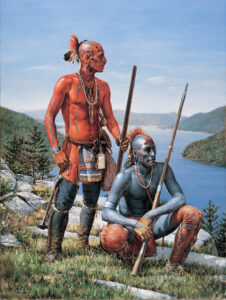 By the mid-18th century, Native Americans of the Susquehanna River’s middle and lower valleys found themselves entangled in a conflict for empire between the British and French. This 1997 oil-on-canvas painting by Robert Griffing titled Life and Death illustrates the sacred act of bodypainting among these tribes. Artist, Robert Griffing / Paramount Press Inc.