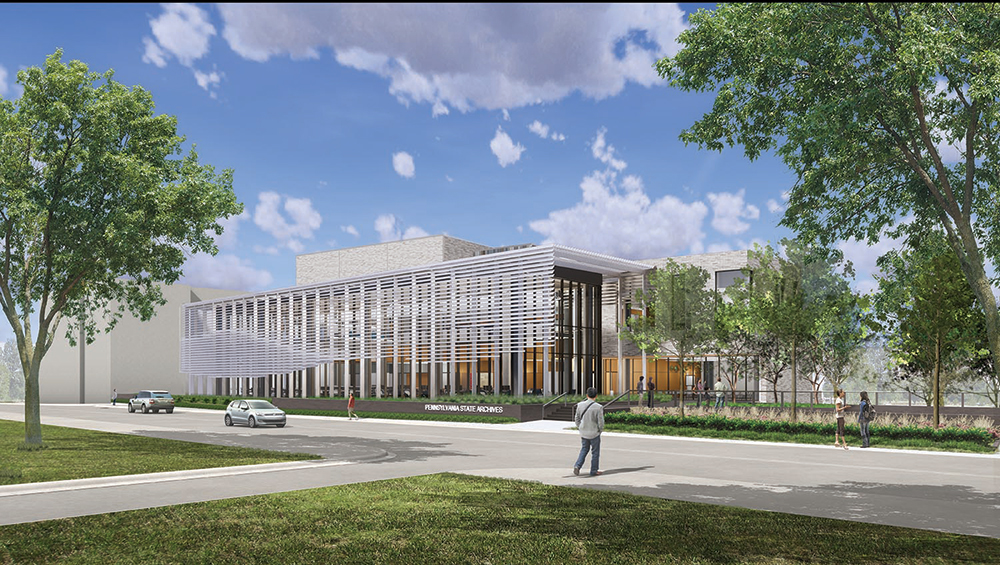 The new 146,000-square-foot Pennsylvania State Archives building as envisioned by the architectural design firm HGA. Pennsylvania Historical & Museum Commission