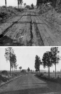 Pennsylvania Department of Highways photographs show conditions on a York County road before (1931) and after (1932) road improvements. Pennsylvania State Archives, RG-12