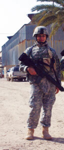 Specialist Sandra Sanchez Cardenas of Oley with the 2nd Brigade Combat Team of the 28th Infantry Division in Ramadi, Iraq, circa 2005-06. Courtesy of Capt. Alfred A. Smith, 2/28BCT Public Affairs Officer