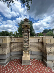 This is one of the two torchieres that stand at the entrance of Rodef Shalom Congregation in Pittsburgh. Rodef Shalom Congregation, Pittsburgh / Photo by Kate Kim