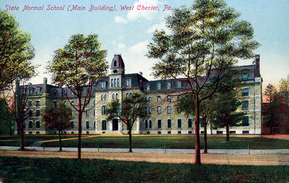 Colored postcards, such as this one from the mid-1890s, captured the green serpentine stone facing the main building and the added north and south wings. Collection of Anne E. Krulikowski