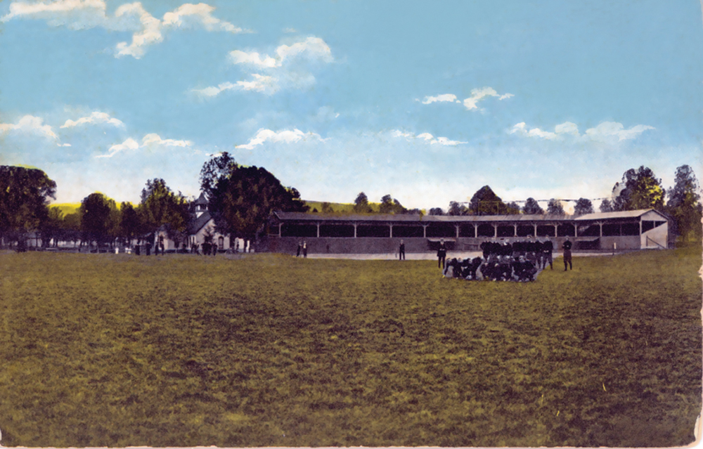 Smythe Park at Mansfield State Normal School in daylight in the era of the first “illuminated” night game. Mansfield University Archives