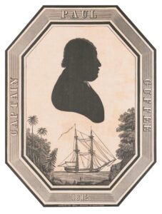 Forten’s friend Paul Cuffe, merchant, sea captain and abolitionist, was a proponent of colonization of formerly enslaved Blacks in Sierra Leone. This silhouette of Cuffe with a view of his ship, dated 1812, was engraved by Mason & Maas from a drawing by John Pole. Library of Congress, Prints and Photographs Division