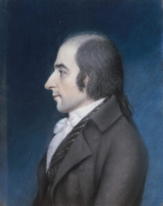 The earliest known portrait of Albert Gallatin is this profile created in pastel on light gray wove paper by English artist James Sharples, circa 1796, when Gallatin was serving in the U.S. House of Representatives. The Metropolitan Museum of Art, New York (Gift of Miss Josephine L. Stevens, 1908)