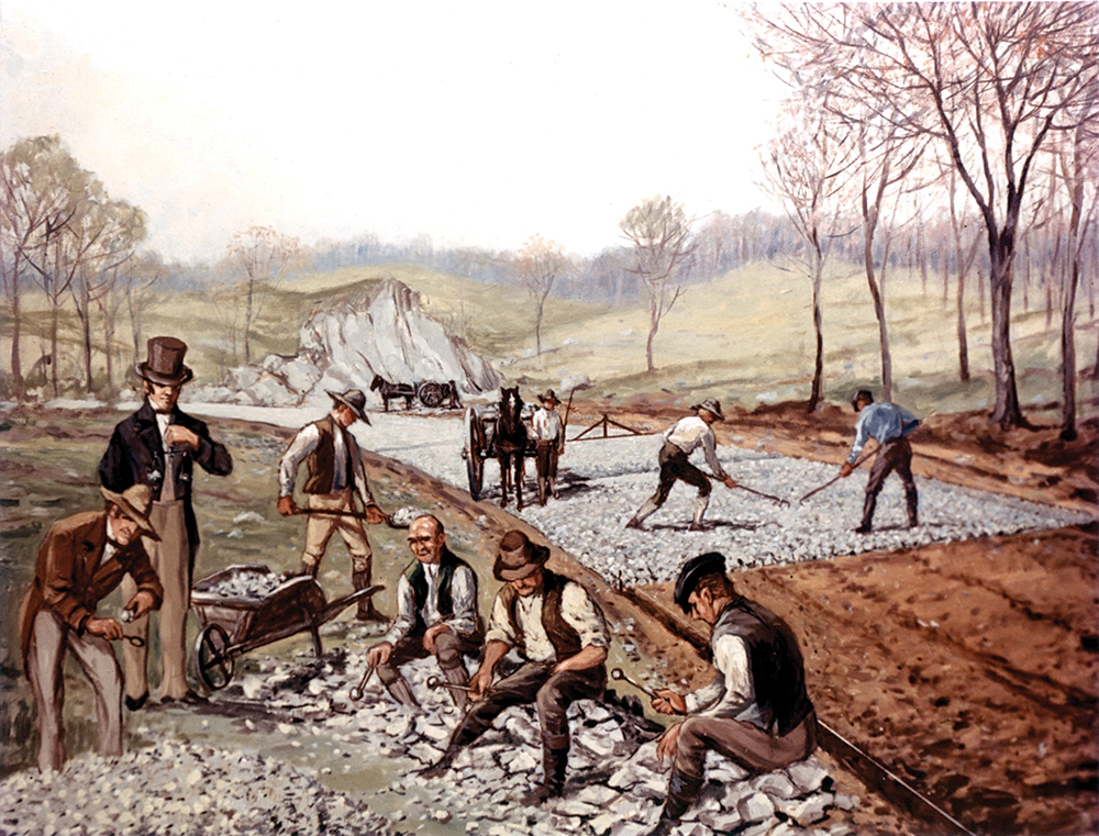 Despite Congress’ eventual rejection of Gallatin’s massive infrastructure plan, he was able to secure funding for the National Road, constructed between 1811 and 1837. The road would become a primary corridor for settlers moving west. U.S. Department of Transportation, Federal Highway Administration