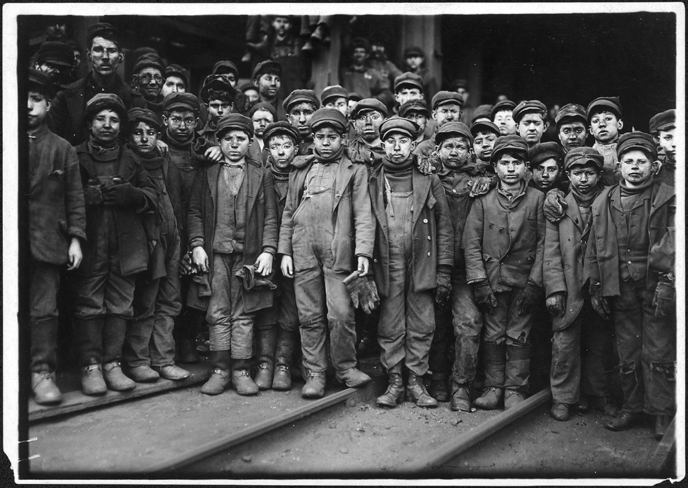Slate pickers after a hard day's work at the Ewen breaker, South Pittston, 1911. National Archives