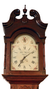 Only four clocks made by Householder Abel Witmer are known to exist. This 30-hour clock, numbered “4,” was constructed circa 1810. Collection, Ephrata Cloister; photos, Pennsylvania Historical & Museum Commission