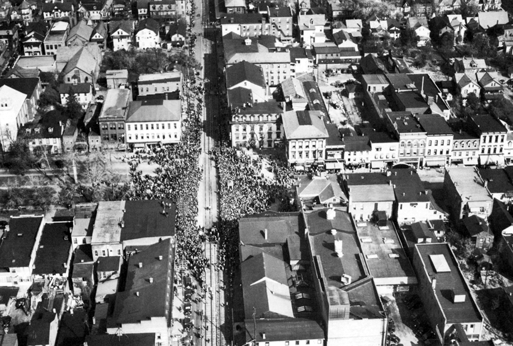 "The Flying Photographer" preserved for posterity the throngs of Pennsylvanians who greeted President Roosevelt in Sunbury. Pennsylvania State Archives, MG-281
