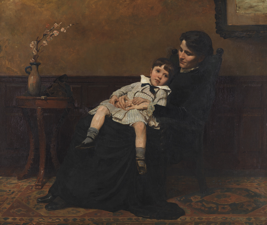 Beaux executed striking likenesses of family, including her sister Ernesta Aimee Drinker and nephew Harry S. Drinker in Les derniers jours d'enfance (1885) Pennsylvania Academy of the Fine Arts