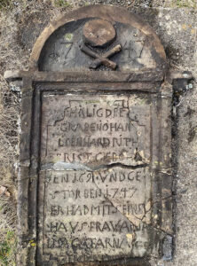 Leonard Rieth was among the first German-speaking immigrants to settle in the Tulpehocken Valley in 1723. The celebrated Tulpehocken Carver made this gravestone after Rieth died in a milling accident, sparking a denominational dispute between the Lutherans and Moravians called the “Tulpehocken Confusion.” Photo, Patrick J. Donmoyer
