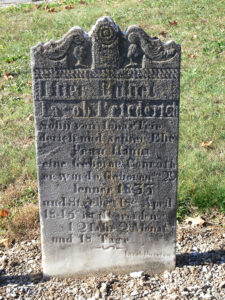 Stonecarver Jacob Hirneisen was a first-generation immigrant to Pennsylvania from Hochdorf, Germany, who settled in the Cocalico Valley. He carved and signed this stone for Jacob Friederich, 1833–45, which stands at Swamp Church in Reinholds, Lancaster County. Photo, Patrick J. Donmoyer