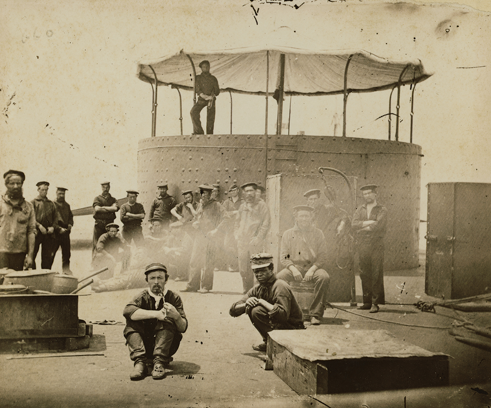 At least eight Black men, but probably more, are known to have served on the USS Monitor during the Civil War. In May 1862, Siah Hulett Carter, front right, escaped from slavery by boat, met up with the Union Navy’s ironclad warship, and joined the crew. The Mariners’ Museum and Park, Newport News, Virginia