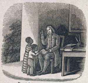Teacher, author and fervent abolitionist, Anthony Benezet was a key founder of the Society for the Relief of Free Negroes Unlawfully Held in Bondage in 1775. In 1770 he had established the Benezet School for Black children in Philadelphia, where he was an instructor, as illustrated in this 1850 engraving. The New York Public Library Digital Collections