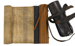 Crawfords portable writing case and its leather carrier. The State Museum of Pennsylvania, PHMC