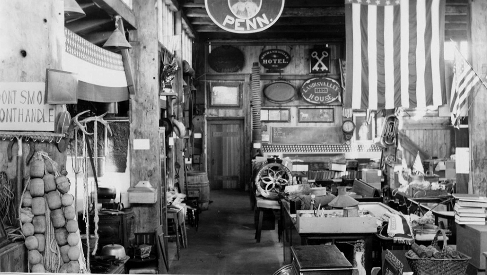 This view shows the interior of the Implement Shed, circa 1939. Landis Valley Village & Farm Museum, Pennsylvania Historical & Museum Commission