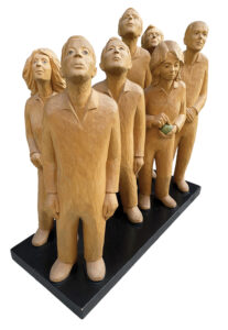 The Challenger Seven, carved lindenwood, 1987. Photo, Patrick J. Donmoyer