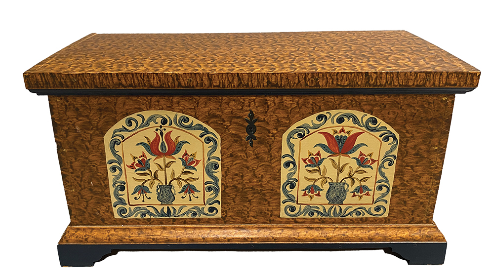 Miniature Pennsylvania Dutch blanket chest, painted pinewood, 1989. Pennsylvania German Cultural Heritage Center, Kutztown University