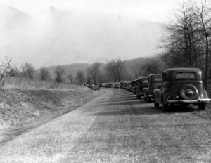 This yesteryear deer-season opening day in Penn’s Woods was photographed in the years before World War II. The newest parked cars are from the late 1930s. After December 8, 1941, scenes like this didn’t occur along state roads until after the war concluded. Pennsylvania Game Commission