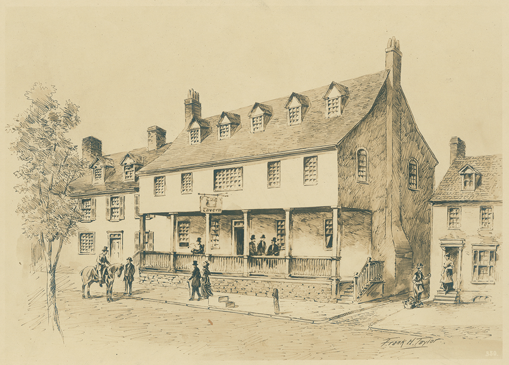 A rendition of Tun Tavern by Philadelphia artist Frank H. Taylor (1846–1927). Library Company of Philadelphia