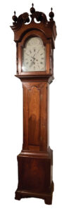 This attractive tall case clock was made by Ephrata clockmaker Jacob Gorgas and his son, Solomon. Both were married “Householder” members of Ephrata Cloister. Acquired through the Back to the Cloister Fund in 2024, the clock is now on display in the Ephrata Cloister Visitor Center. Ephrata Cloister (EC2024.3), PHMC