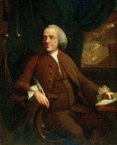 Benjamin Franklin, pictured here in a 1762 portrait by Mason Chamberlain, regularly corresponded with Susanna Wright and relied on her advice when he was searching for horses and wagons for the Braddock Expedition during the French and Indian War. Philadelphia Museum of Art (Gift of Mr. and Mrs. Wharton Sinkler, 1956)