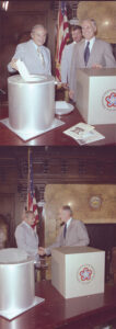 Gov. Milton Shapp adds documents to the Bicentennial time capsule. Pennsylvania State Archives, RG-52
