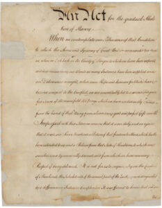 The first page of An Act for the Gradual Abolition of Slavery. Pennsylvania State Archives, RG-26