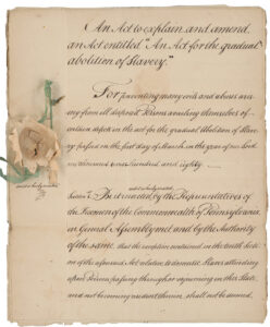 The first page of An Act to Explain and Amend an Act Entitled, An Act for the Gradual Abolition of Slavery, commonly known as the Explanatory Act of 1788. Pennsylvania State Archives, RG-26