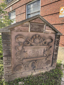 Keystone Hall’s date stone now stands at the Wilkinsburg Borough Building in Allegheny County. Photo, Anne Elise Morris